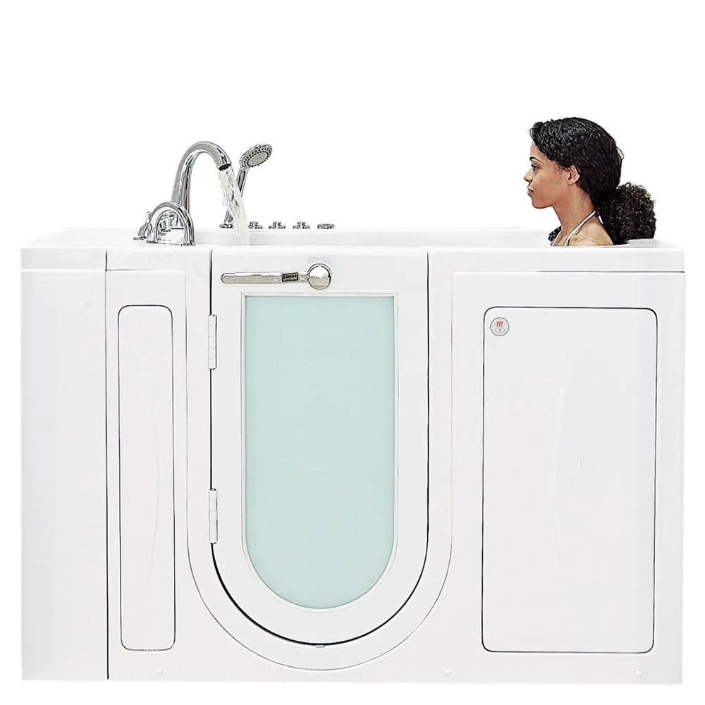 Ella Capri 30"x52" Acrylic Air and Hydro Massage and Heated Seat Walk-In Bathtub with Left Outward Swing Door, 5 Piece Fast Fill Faucet, 2" Dual Drain