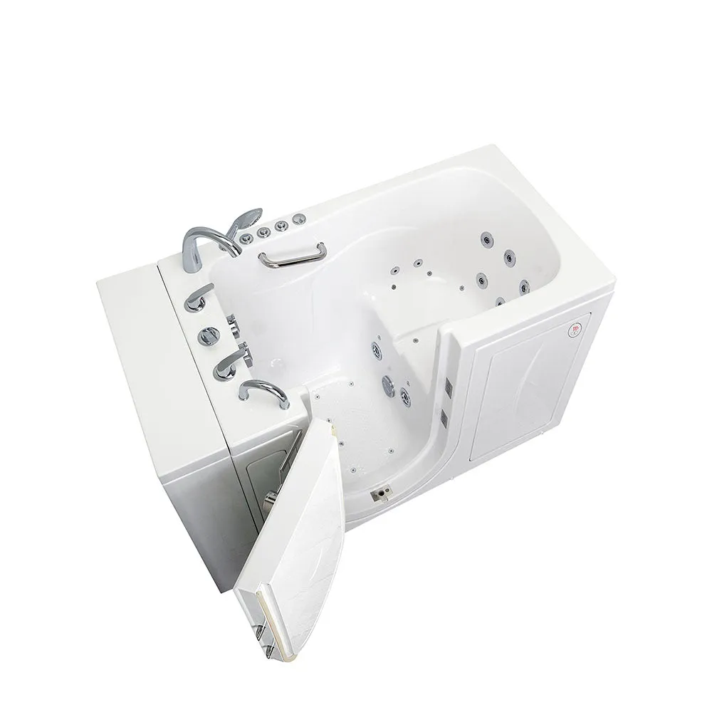 Ella Capri 30"x52" Acrylic Air and Hydro Massage and Heated Seat Walk-In Bathtub with Left Outward Swing Door, 5 Piece Fast Fill Faucet, 2" Dual Drain