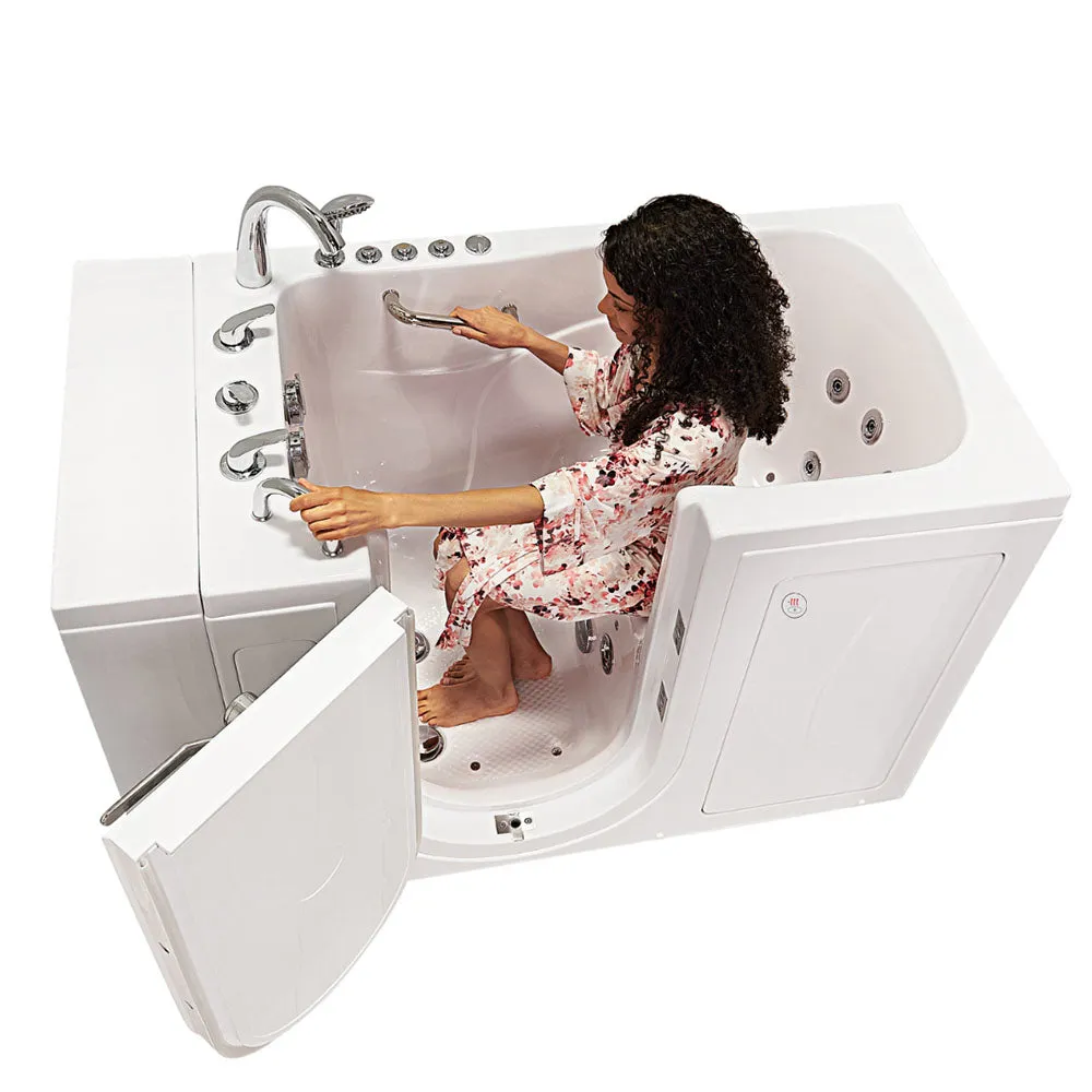 Ella Capri 30"x52" Acrylic Air and Hydro Massage and Heated Seat Walk-In Bathtub with Left Outward Swing Door, 5 Piece Fast Fill Faucet, 2" Dual Drain
