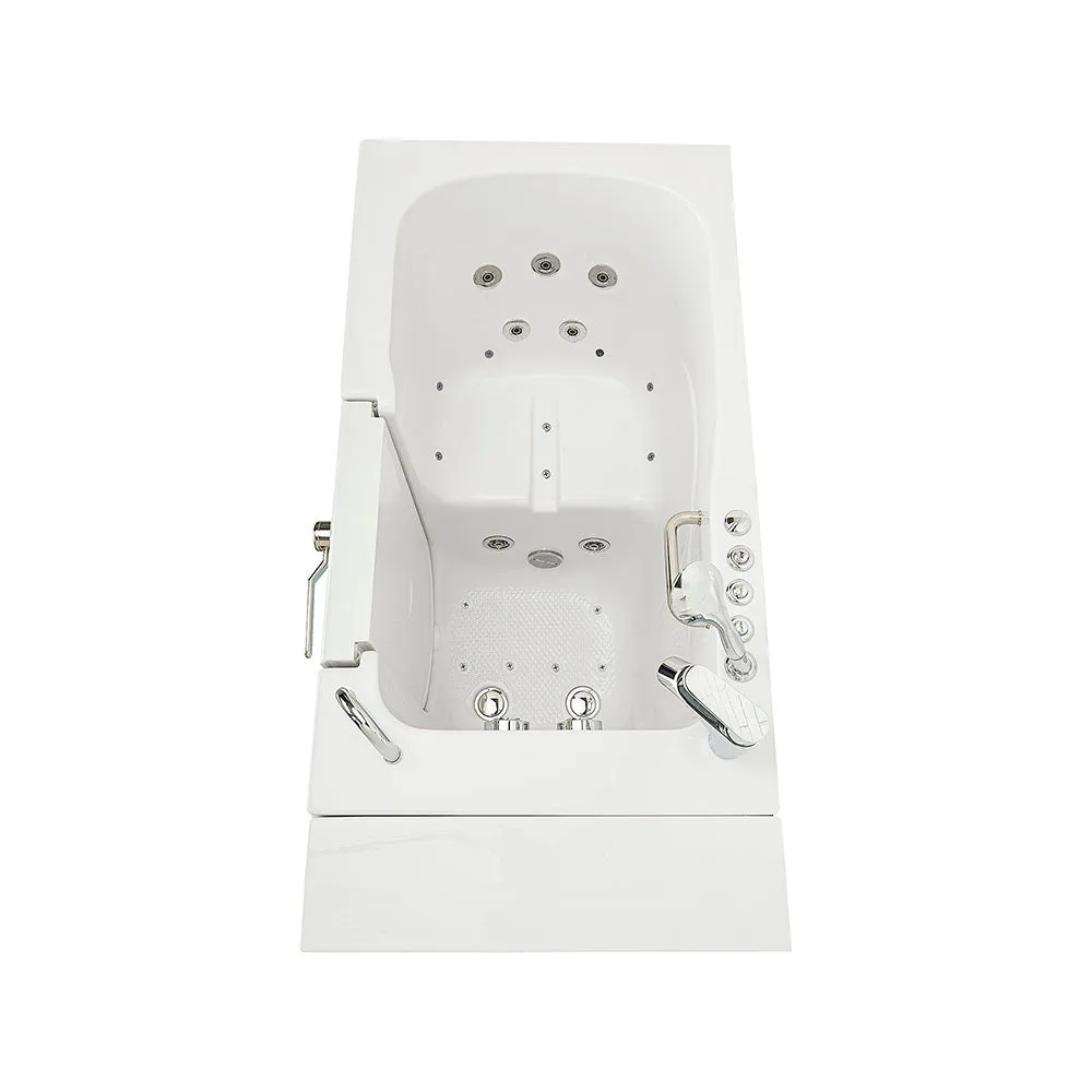 Ella Capri 30"x52" Acrylic Air and Hydro Massage and Heated Seat Walk-In Bathtub with Right Outward Swing Door, 2 Piece Fast Fill Faucet, 2" Dual Drain