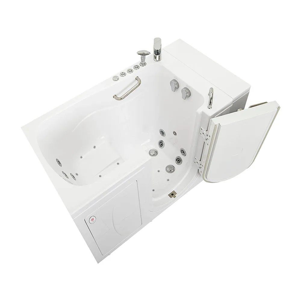 Ella Capri 30"x52" Acrylic Air and Hydro Massage and Heated Seat Walk-In Bathtub with Right Outward Swing Door, 2 Piece Fast Fill Faucet, 2" Dual Drain