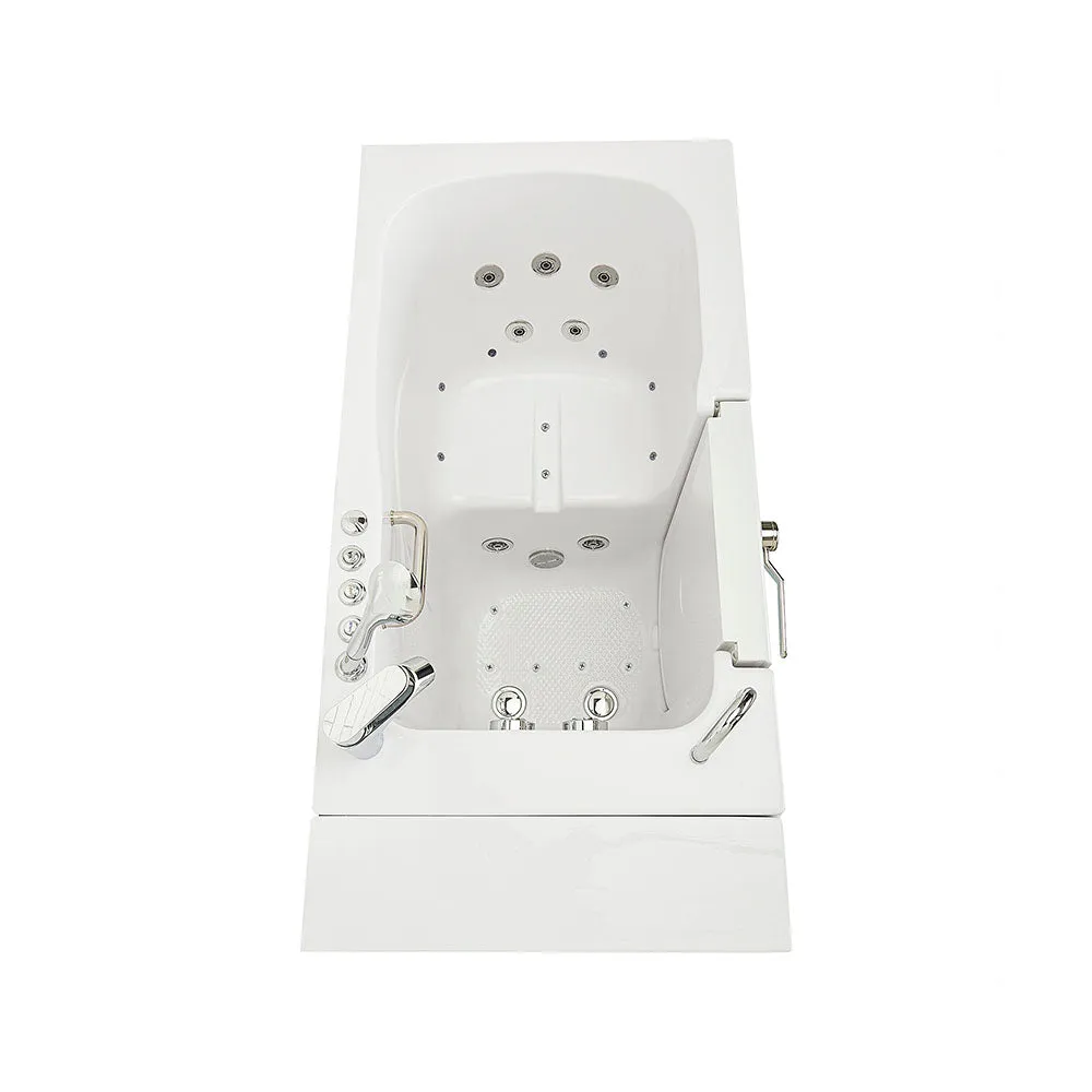 Ella Capri 30"x52" Acrylic Air and Hydro Massage Walk-In Bathtub with Left Outward Swing Door, 2 Piece Fast Fill Faucet, 2" Dual Drain