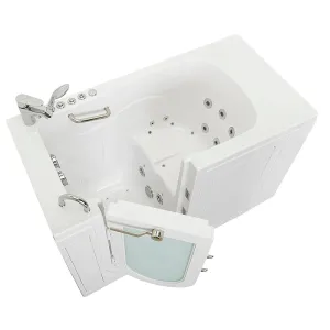 Ella Capri 30"x52" Acrylic Air and Hydro Massage Walk-In Bathtub with Left Outward Swing Door, 2 Piece Fast Fill Faucet, 2" Dual Drain