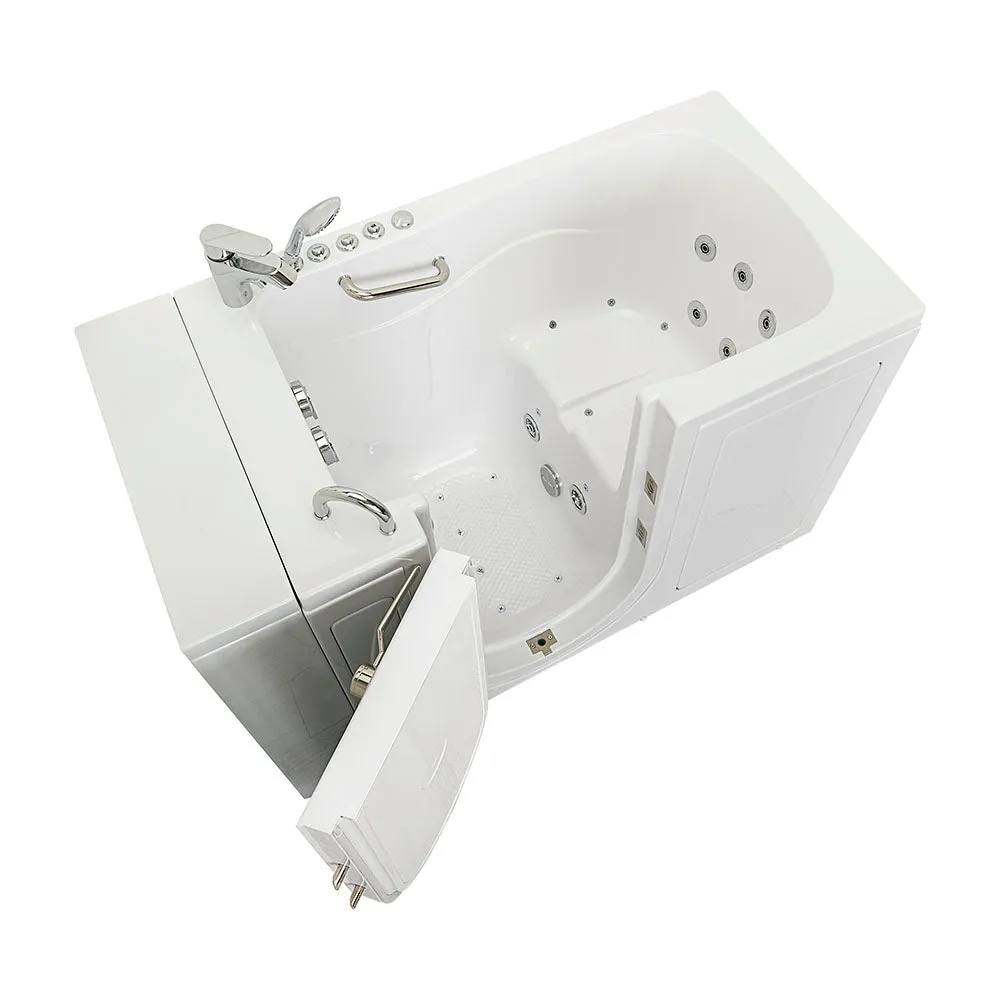 Ella Capri 30"x52" Acrylic Air and Hydro Massage Walk-In Bathtub with Left Outward Swing Door, 2 Piece Fast Fill Faucet, 2" Dual Drain