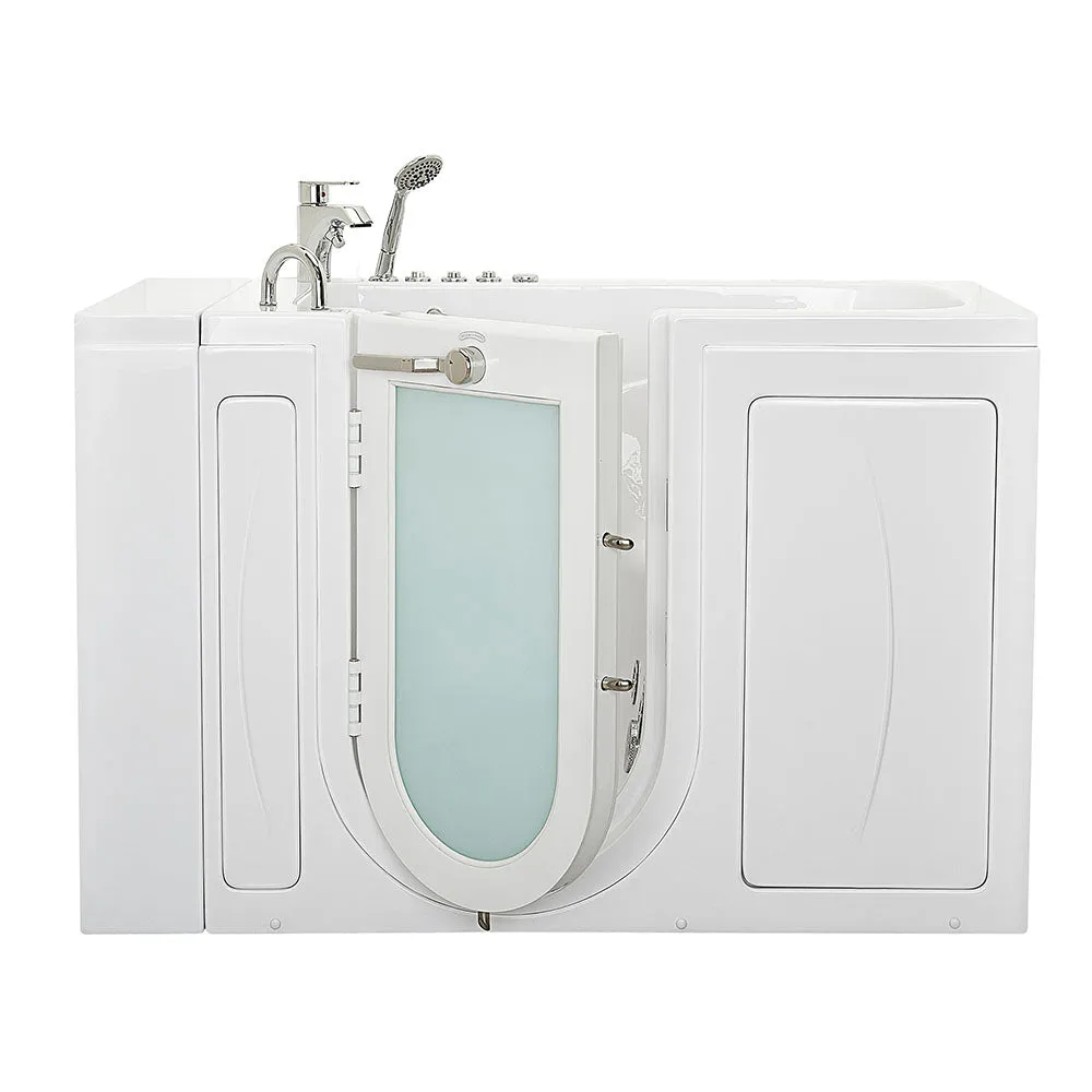 Ella Capri 30"x52" Acrylic Air and Hydro Massage Walk-In Bathtub with Left Outward Swing Door, 2 Piece Fast Fill Faucet, 2" Dual Drain