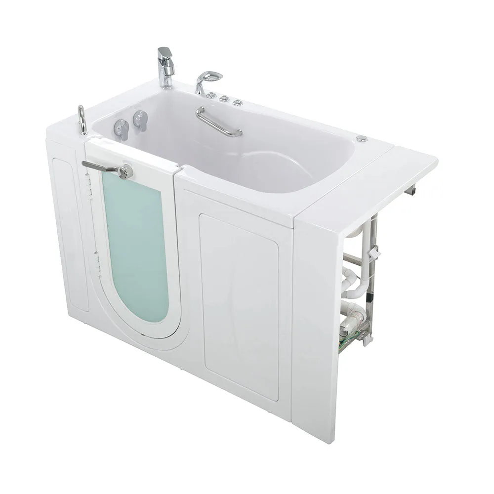 Ella Capri 30"x52" Acrylic Air and Hydro Massage Walk-In Bathtub with Left Outward Swing Door, 2 Piece Fast Fill Faucet, 2" Dual Drain