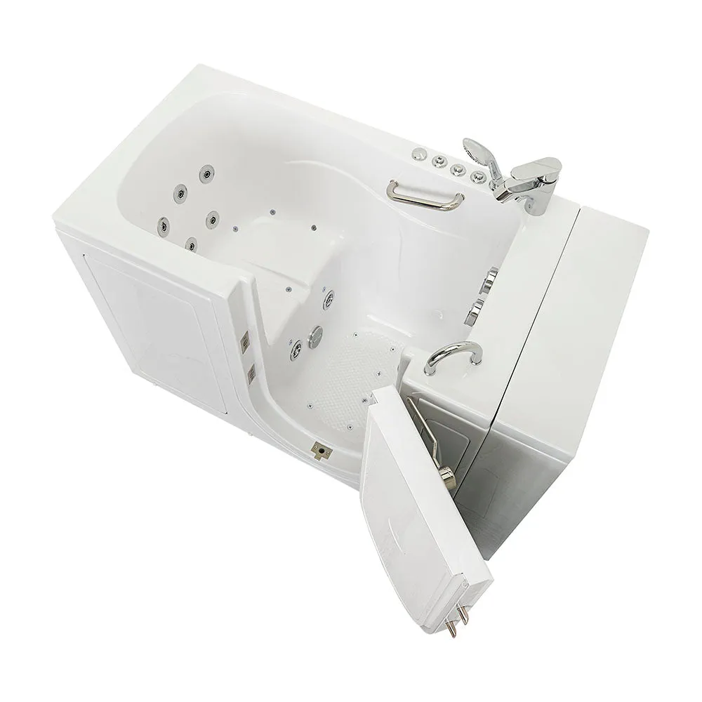 Ella Capri 30"x52" Acrylic Air and Hydro Massage Walk-In Bathtub with Right Outward Swing Door, 2 Piece Fast Fill Faucet, 2" Dual Drain