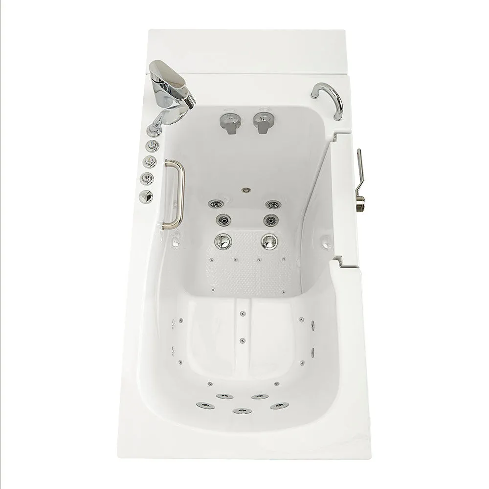 Ella Capri 30"x52" Acrylic Air and Hydro Massage Walk-In Bathtub with Right Outward Swing Door, 2 Piece Fast Fill Faucet, 2" Dual Drain