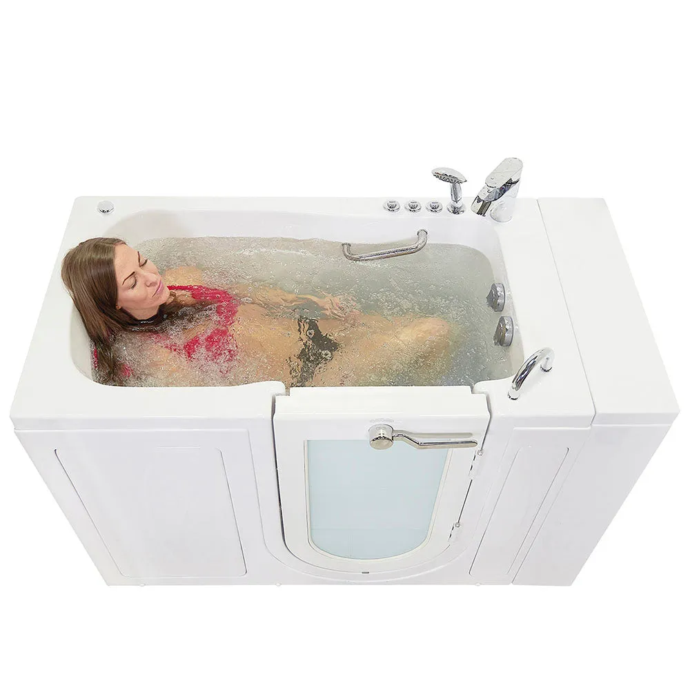 Ella Capri 30"x52" Acrylic Air and Hydro Massage Walk-In Bathtub with Right Outward Swing Door, 2 Piece Fast Fill Faucet, 2" Dual Drain