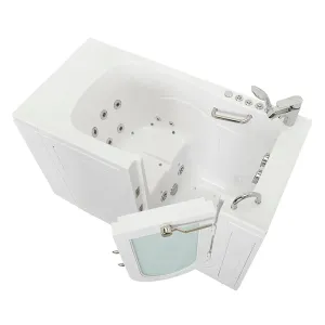Ella Capri 30"x52" Acrylic Air and Hydro Massage Walk-In Bathtub with Right Outward Swing Door, 2 Piece Fast Fill Faucet, 2" Dual Drain