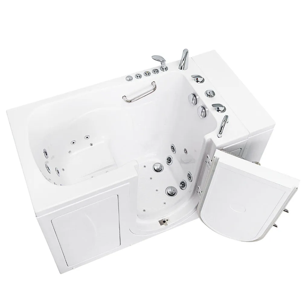 Ella Capri 30"x52" Acrylic Air and Hydro Massage Walk-In Bathtub with Right Outward Swing Door, 5 Piece Fast Fill Faucet, 2" Dual Drain