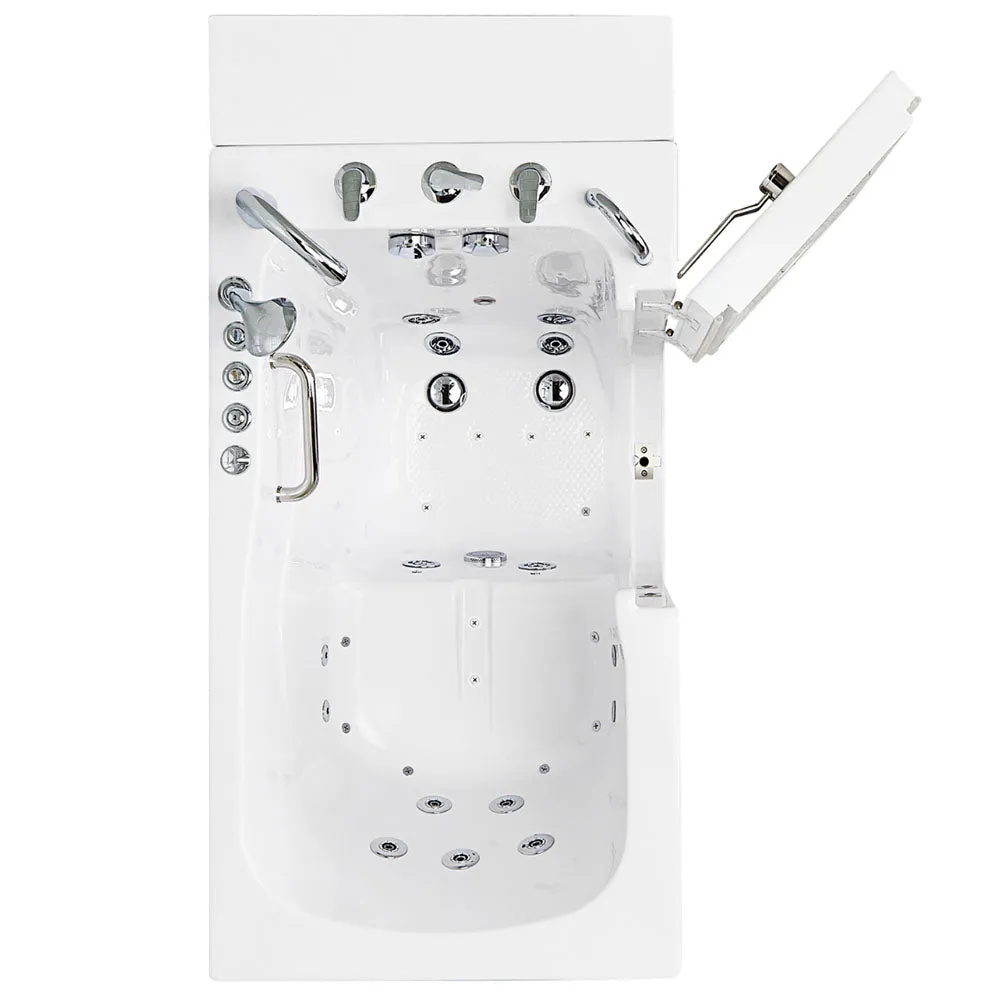 Ella Capri 30"x52" Acrylic Air and Hydro Massage Walk-In Bathtub with Right Outward Swing Door, 5 Piece Fast Fill Faucet, 2" Dual Drain