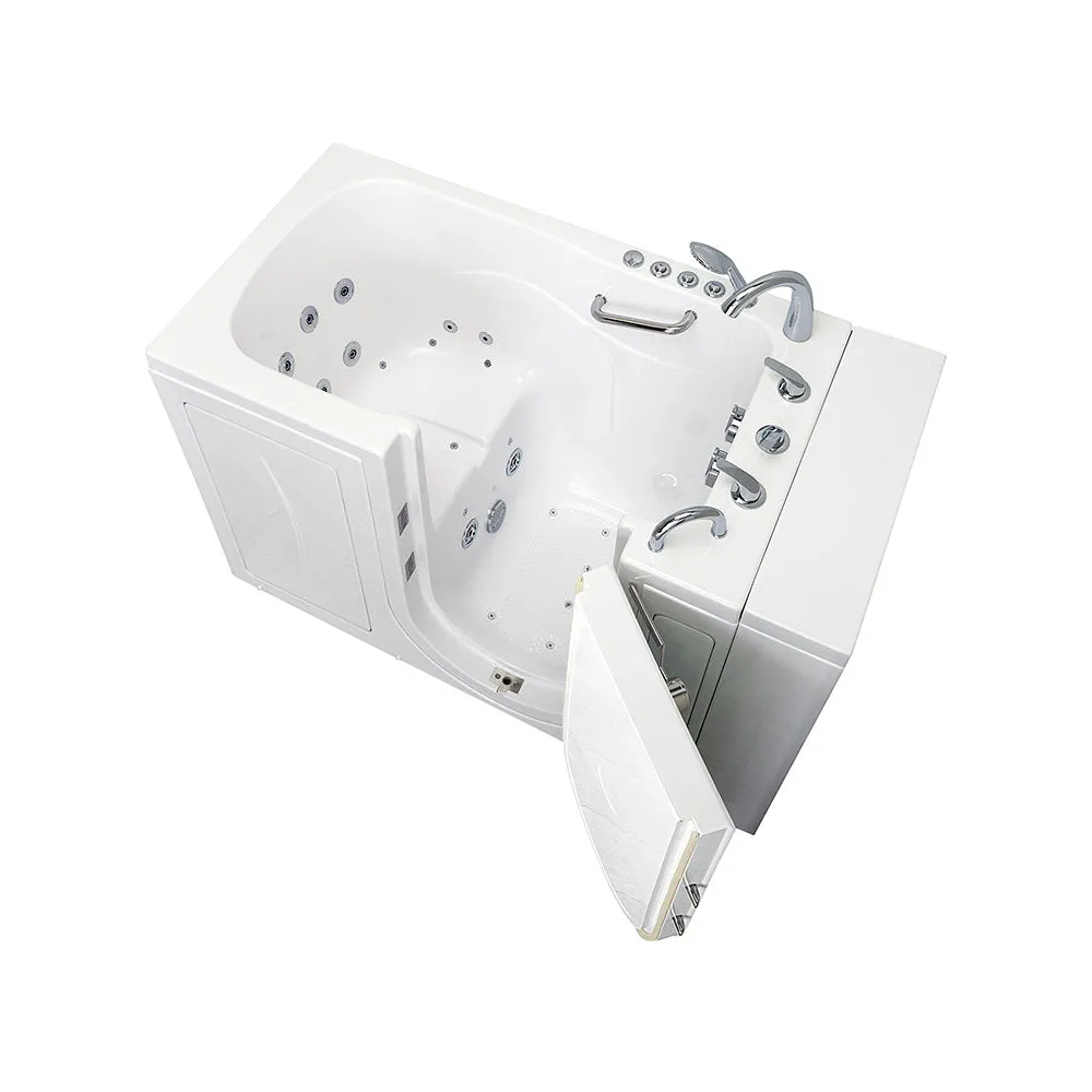 Ella Capri 30"x52" Acrylic Air and Hydro Massage Walk-In Bathtub with Right Outward Swing Door, 5 Piece Fast Fill Faucet, 2" Dual Drain