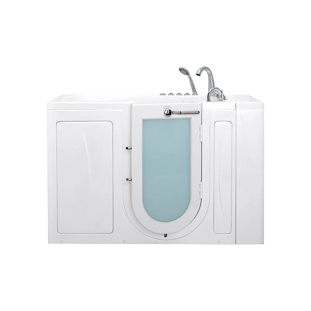 Ella Capri 30"x52" Acrylic Air and Hydro Massage Walk-In Bathtub with Right Outward Swing Door, 5 Piece Fast Fill Faucet, 2" Dual Drain