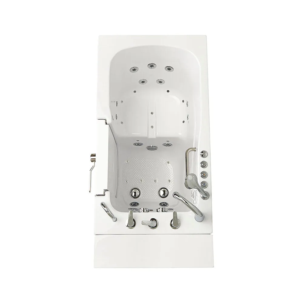 Ella Capri 30"x52" Acrylic Air and Hydro Massage Walk-In Bathtub with Right Outward Swing Door, 5 Piece Fast Fill Faucet, 2" Dual Drain