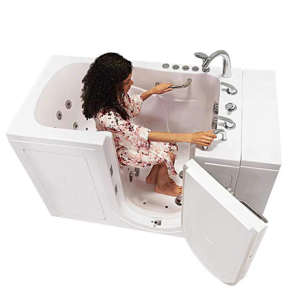 Ella Capri 30"x52" Acrylic Air and Hydro Massage Walk-In Bathtub with Right Outward Swing Door, 5 Piece Fast Fill Faucet, 2" Dual Drain