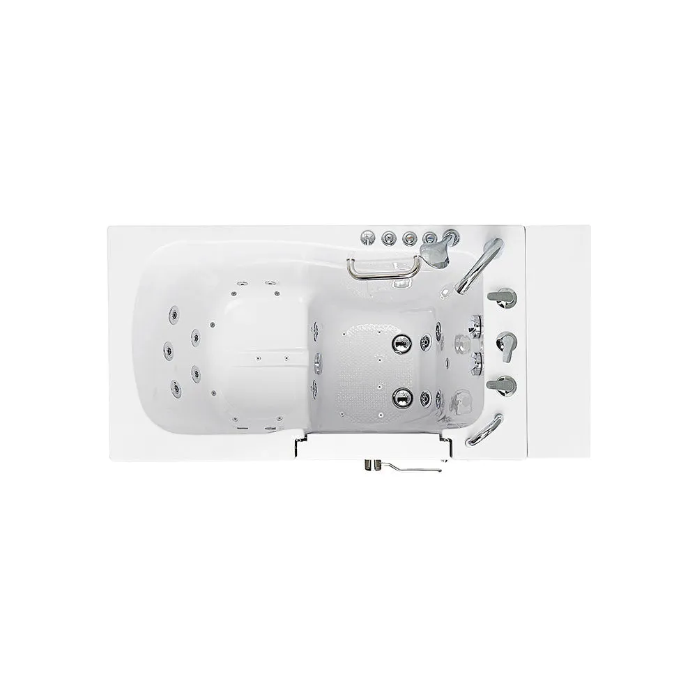 Ella Capri 30"x52" Acrylic Air and Hydro Massage Walk-In Bathtub with Right Outward Swing Door, 5 Piece Fast Fill Faucet, 2" Dual Drain