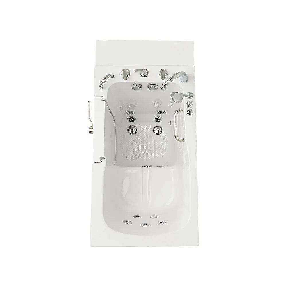 Ella Capri 30"x52" Acrylic Hydro Massage Walk-In Bathtub with Left Outward Swing Door, 5 Piece Fast Fill Faucet, 2" Dual Drain