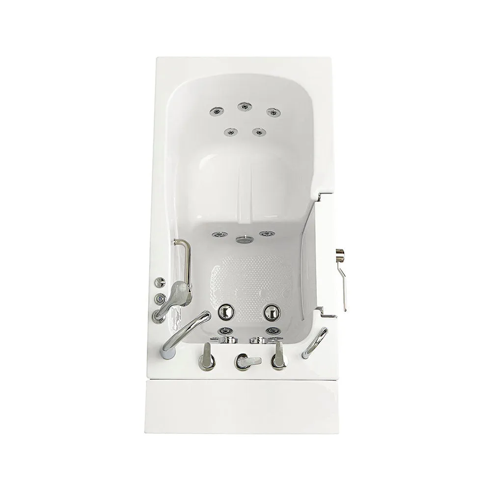 Ella Capri 30"x52" Acrylic Hydro Massage Walk-In Bathtub with Left Outward Swing Door, 5 Piece Fast Fill Faucet, 2" Dual Drain