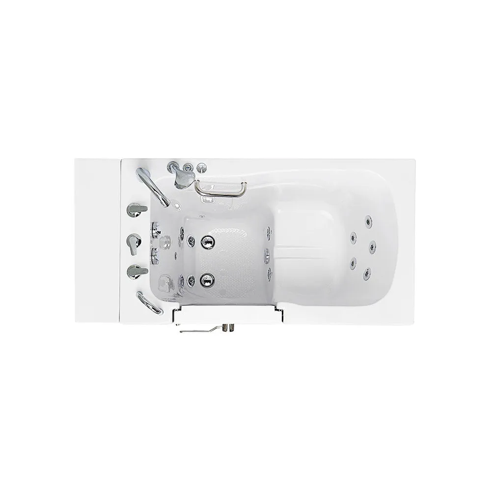 Ella Capri 30"x52" Acrylic Hydro Massage Walk-In Bathtub with Left Outward Swing Door, 5 Piece Fast Fill Faucet, 2" Dual Drain