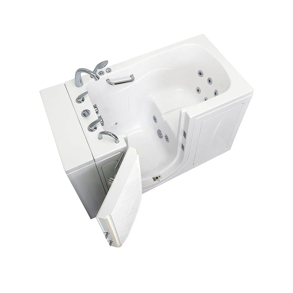 Ella Capri 30"x52" Acrylic Hydro Massage Walk-In Bathtub with Left Outward Swing Door, 5 Piece Fast Fill Faucet, 2" Dual Drain