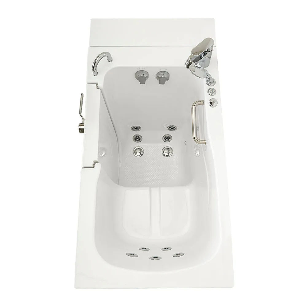 Ella Capri 30"x52" Acrylic Hydro Massage Walk-In Bathtub with Left Outward Swing Door, Heated Seat, 2 Piece Fast Fill Faucet, 2" Dual Drain