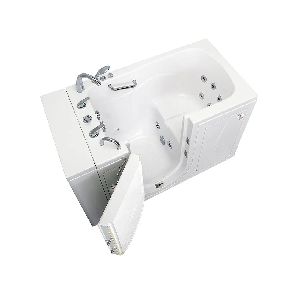 Ella Capri 30"x52" Acrylic Hydro Massage Walk-In Bathtub with Left Outward Swing Door, Heated Seat, 5 Piece Fast Fill Faucet, 2" Dual Drain