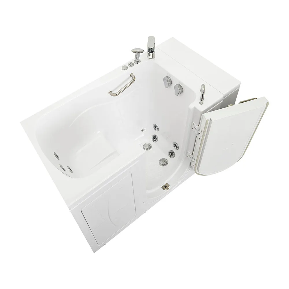 Ella Capri 30"x52" Acrylic Hydro Massage Walk-In Bathtub with Right Outward Swing Door, 2 Piece Fast Fill Faucet, 2" Dual Drain