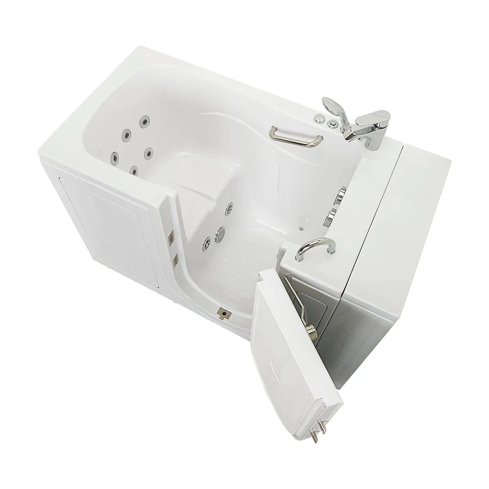 Ella Capri 30"x52" Acrylic Hydro Massage Walk-In Bathtub with Right Outward Swing Door, 2 Piece Fast Fill Faucet, 2" Dual Drain