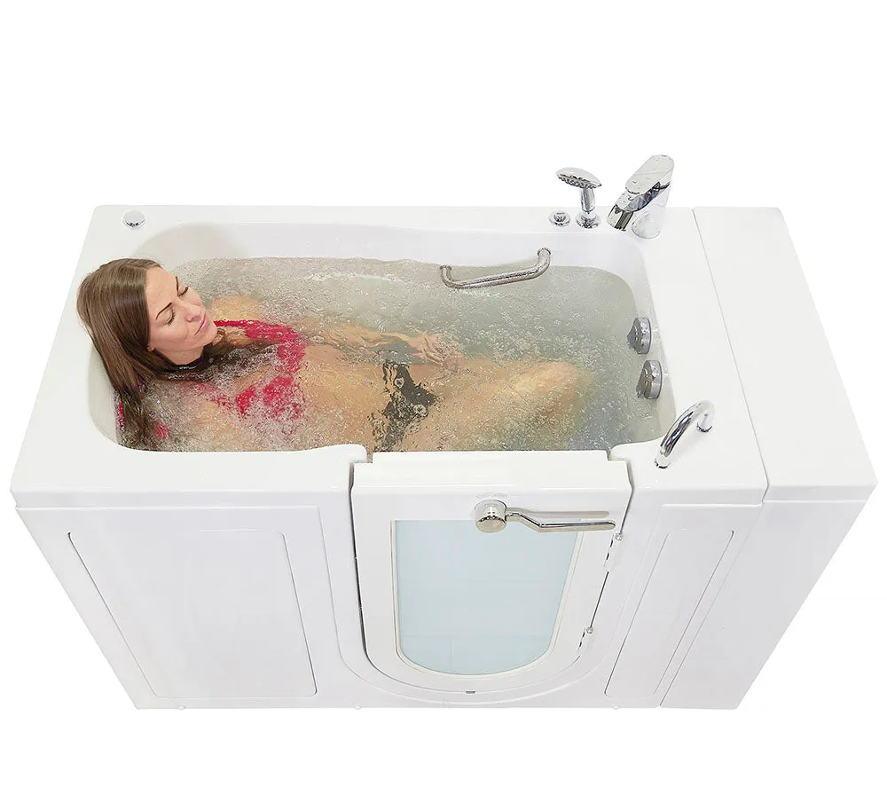 Ella Capri 30"x52" Acrylic Hydro Massage Walk-In Bathtub with Right Outward Swing Door, 2 Piece Fast Fill Faucet, 2" Dual Drain