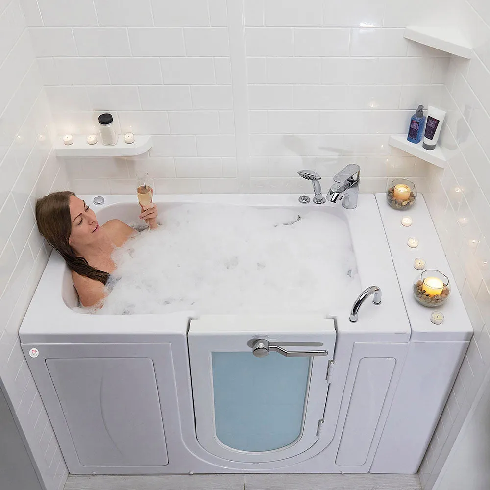Ella Capri 30"x52" Acrylic Hydro Massage Walk-In Bathtub with Right Outward Swing Door, 2 Piece Fast Fill Faucet, 2" Dual Drain