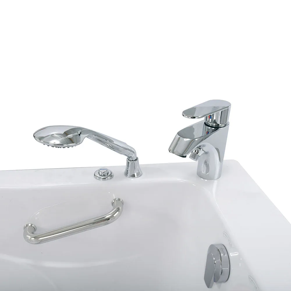 Ella Capri 30"x52" Acrylic Hydro Massage Walk-In Bathtub with Right Outward Swing Door, 2 Piece Fast Fill Faucet, 2" Dual Drain