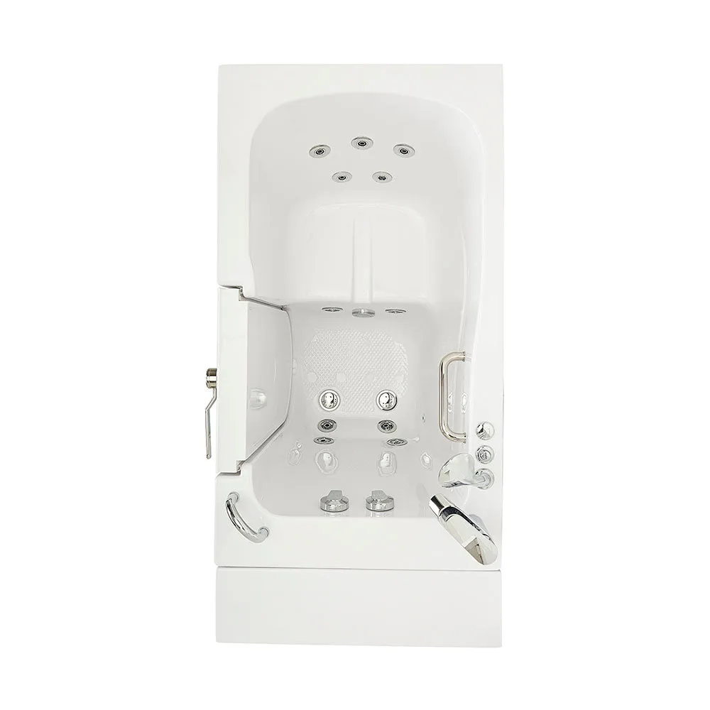 Ella Capri 30"x52" Acrylic Hydro Massage Walk-In Bathtub with Right Outward Swing Door, Heated Seat, 2 Piece Fast Fill Faucet, 2" Dual Drain