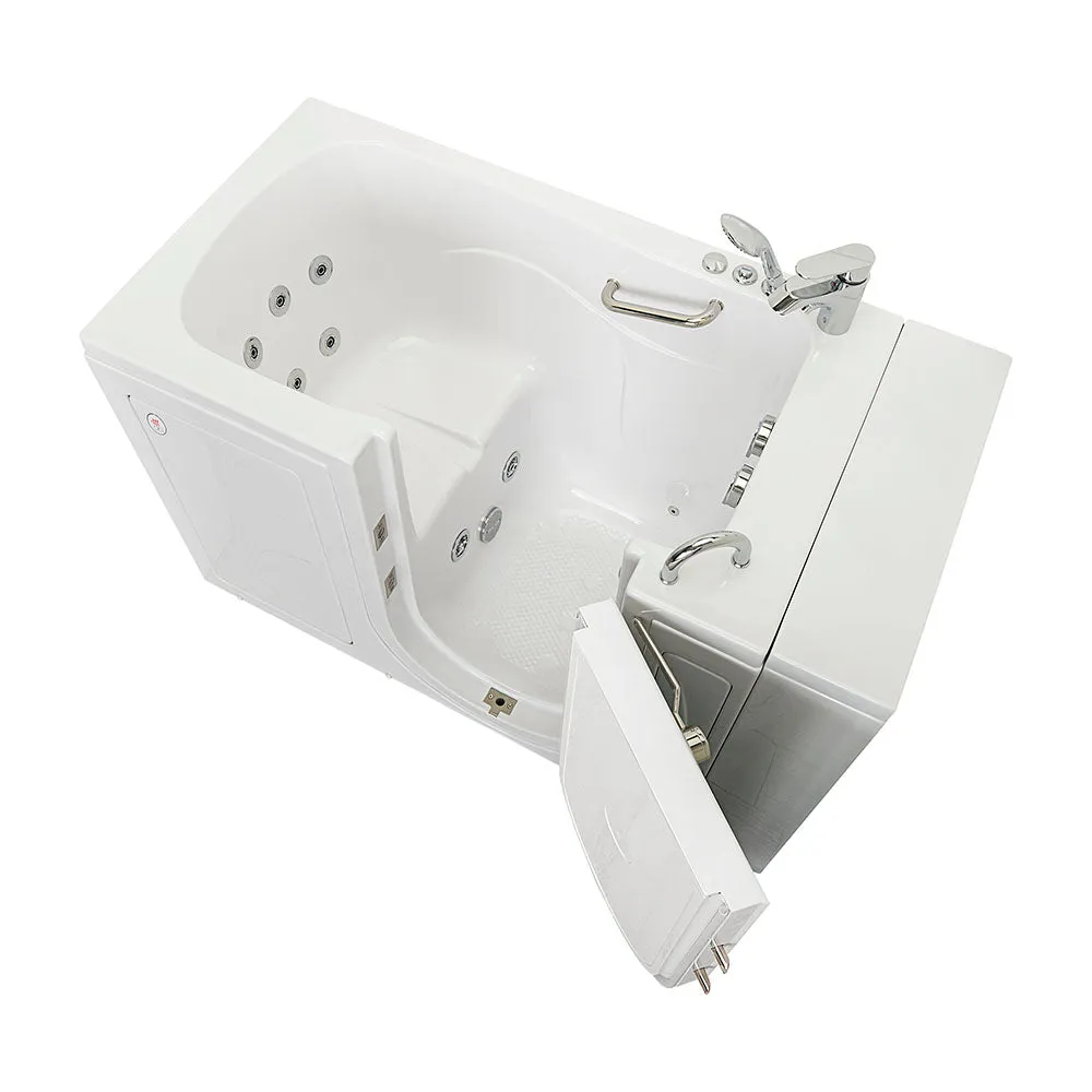 Ella Capri 30"x52" Acrylic Hydro Massage Walk-In Bathtub with Right Outward Swing Door, Heated Seat, 2 Piece Fast Fill Faucet, 2" Dual Drain