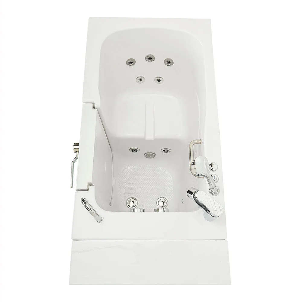 Ella Capri 30"x52" Acrylic Hydro Massage Walk-In Bathtub with Right Outward Swing Door, Heated Seat, 2 Piece Fast Fill Faucet, 2" Dual Drain