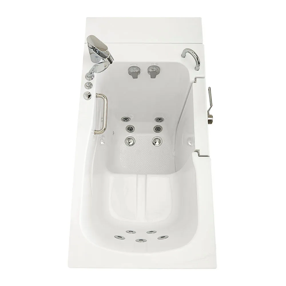 Ella Capri 30"x52" Acrylic Hydro Massage Walk-In Bathtub with Right Outward Swing Door, Heated Seat, 2 Piece Fast Fill Faucet, 2" Dual Drain