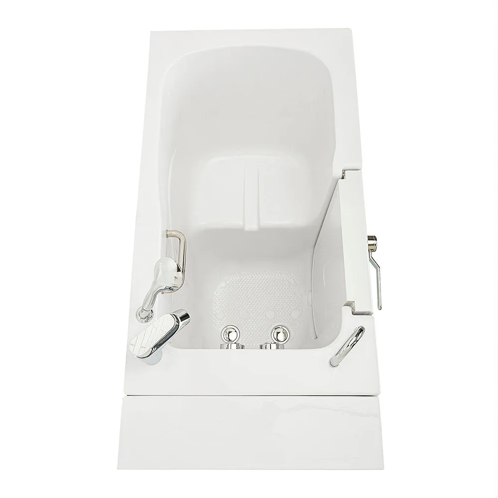 Ella Capri 30"x52" Acrylic Soaking Walk-In-Bathtub, Left Outward Swing Door, 2 Piece Fast Fill Faucet, 2" Dual Drain