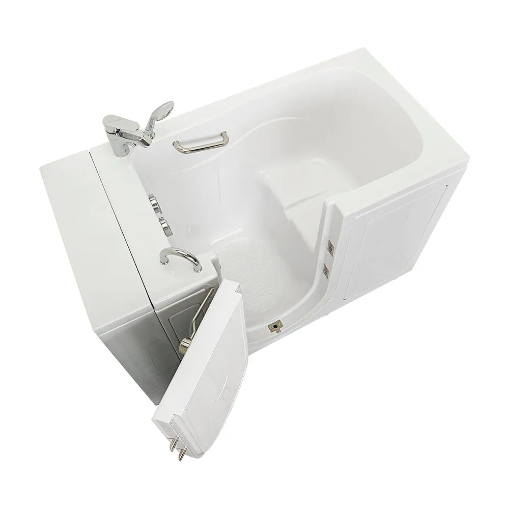 Ella Capri 30"x52" Acrylic Soaking Walk-In-Bathtub, Left Outward Swing Door, 2 Piece Fast Fill Faucet, 2" Dual Drain