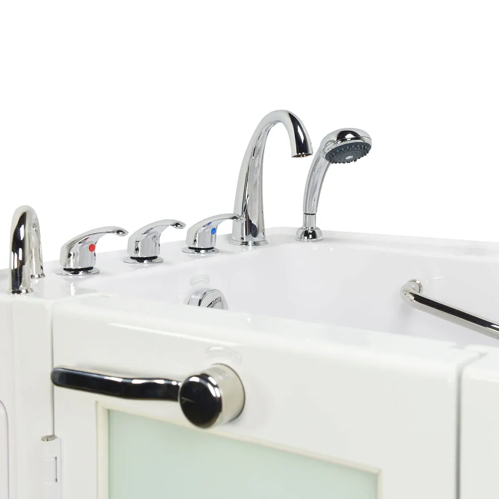 Ella Capri 30"x52" Acrylic Soaking Walk-In-Bathtub, Left Outward Swing Door, 5 Piece Fast Fill Faucet, 2" Dual Drain