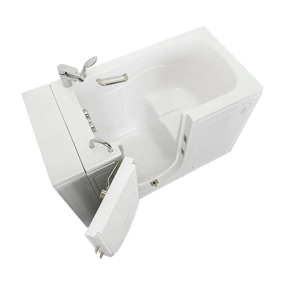 Ella Capri 30"x52" Acrylic Soaking Walk-In-Bathtub, Left Outward Swing Door, Heated Seat,  2 Piece Fast Fill Faucet, 2" Dual Drain