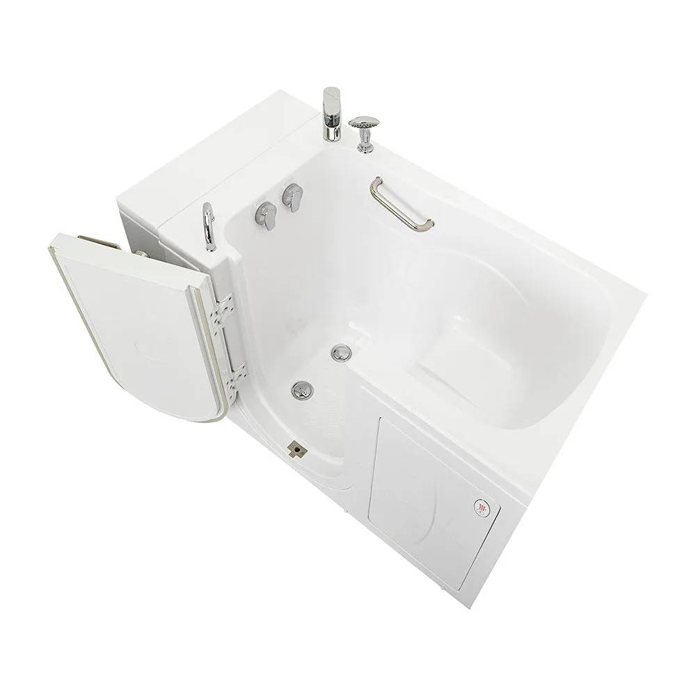 Ella Capri 30"x52" Acrylic Soaking Walk-In-Bathtub, Left Outward Swing Door, Heated Seat,  2 Piece Fast Fill Faucet, 2" Dual Drain