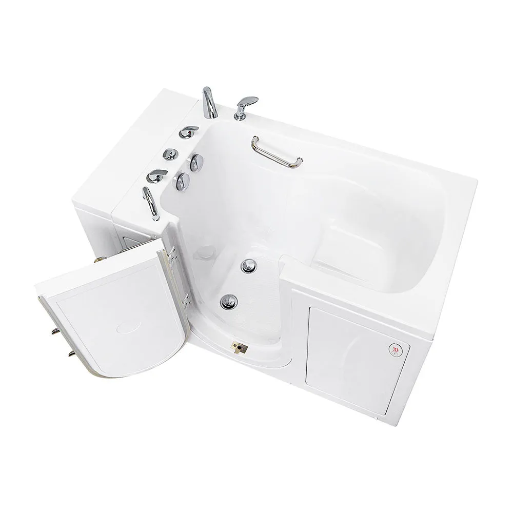 Ella Capri 30"x52" Acrylic Soaking Walk-In-Bathtub, Left Outward Swing Door, Heated Seat,  5 Piece Fast Fill Faucet, 2" Dual Drain