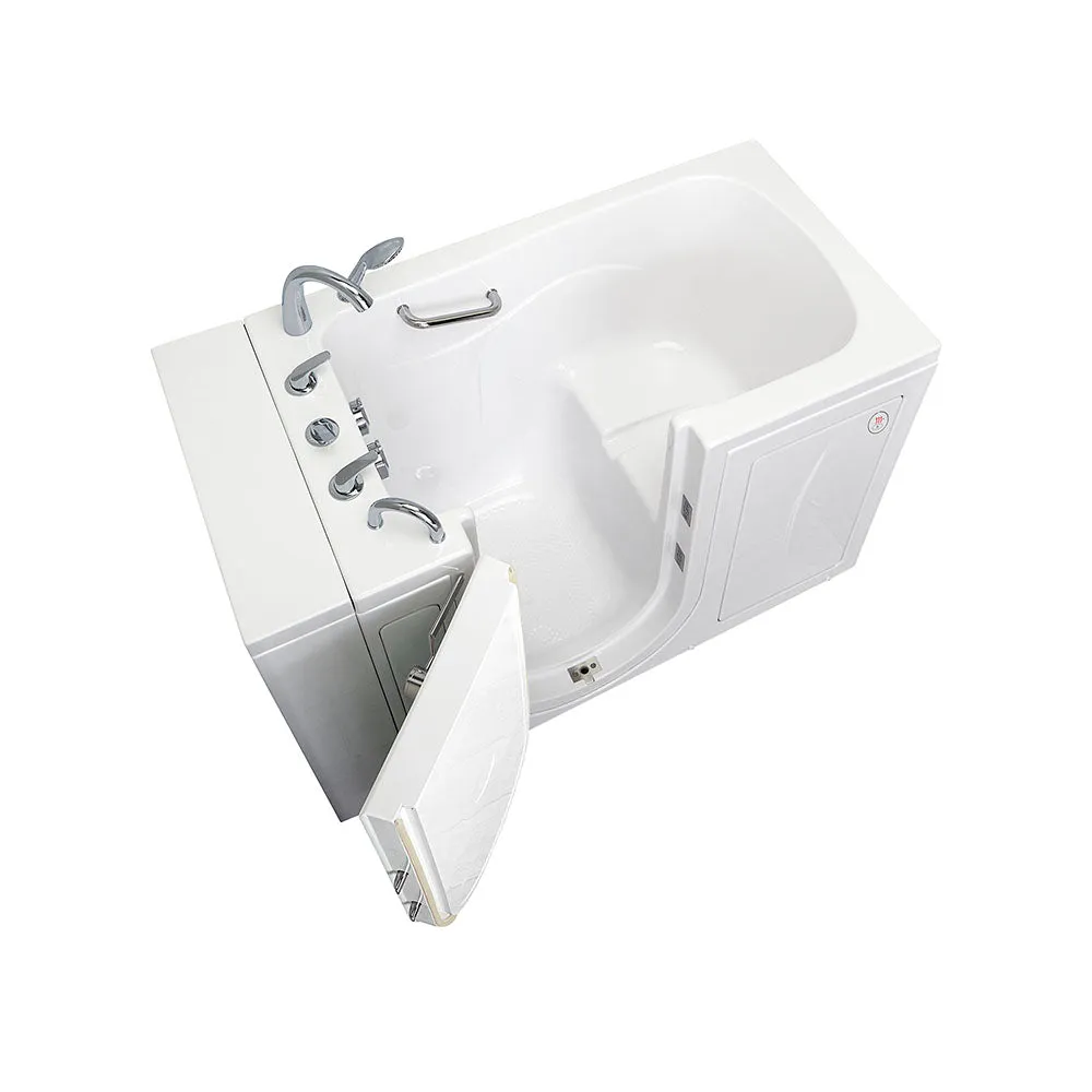 Ella Capri 30"x52" Acrylic Soaking Walk-In-Bathtub, Left Outward Swing Door, Heated Seat,  5 Piece Fast Fill Faucet, 2" Dual Drain