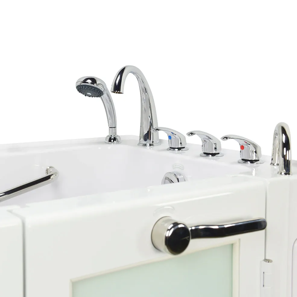 Ella Capri 30"x52" Acrylic Soaking Walk-In-Bathtub, Right Outward Swing Door, 5 Piece Fast Fill Faucet, 2" Dual Drain