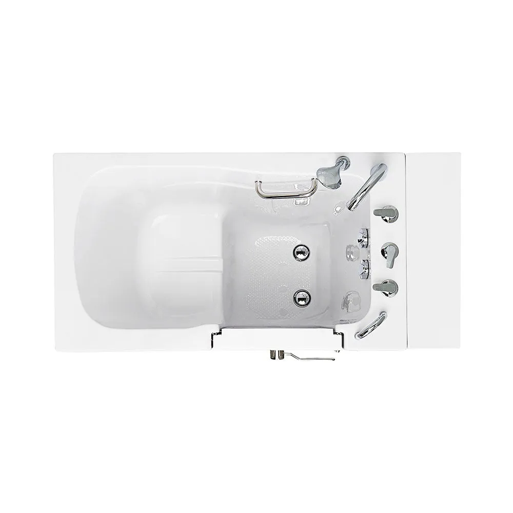 Ella Capri 30"x52" Acrylic Soaking Walk-In-Bathtub, Right Outward Swing Door, 5 Piece Fast Fill Faucet, 2" Dual Drain