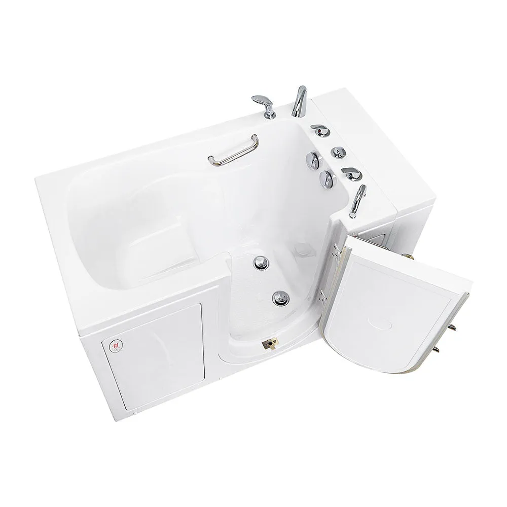 Ella Capri 30"x52" Acrylic Soaking Walk-In-Bathtub, Right Outward Swing Door, Heated Seat,  5 Piece Fast Fill Faucet, 2" Dual Drain