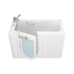 Ella Lounger 27"x60" Acrylic Hydro Massage Walk-In Bathtub with Left Outward Swing Door, 2 Piece Fast Fill Faucet, 2" Dual Drain