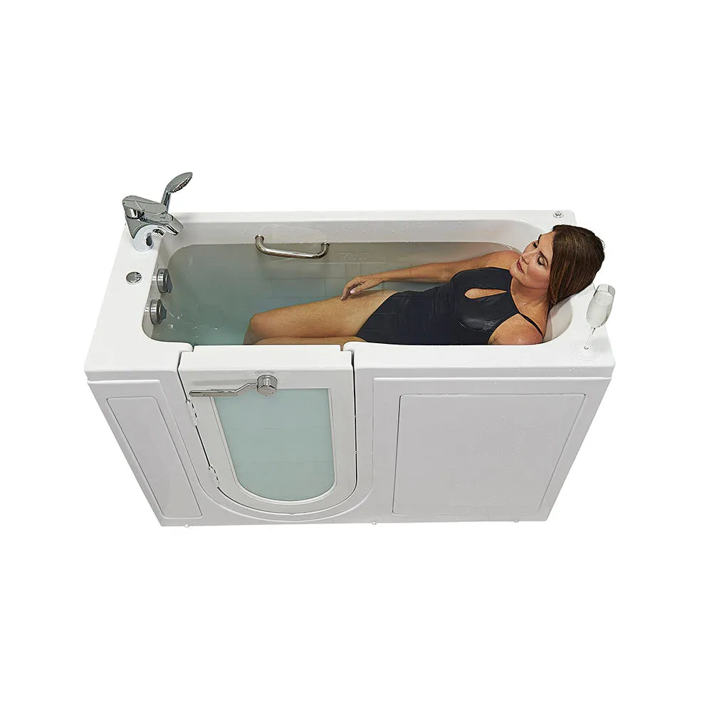 Ella Lounger 27"x60" Acrylic Hydro Massage Walk-In Bathtub with Left Outward Swing Door, 2 Piece Fast Fill Faucet, 2" Dual Drain