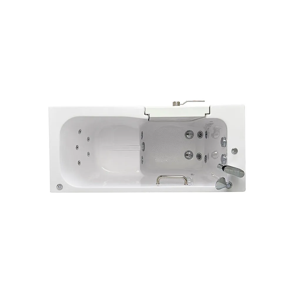 Ella Lounger 27"x60" Acrylic Hydro Massage Walk-In Bathtub with Left Outward Swing Door, 2 Piece Fast Fill Faucet, 2" Dual Drain