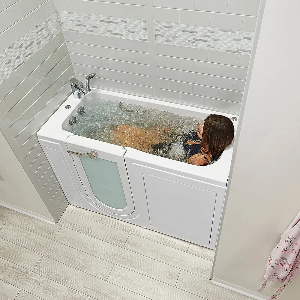 Ella Lounger 27"x60" Acrylic Hydro Massage Walk-In Bathtub with Left Outward Swing Door, 2 Piece Fast Fill Faucet, 2" Dual Drain